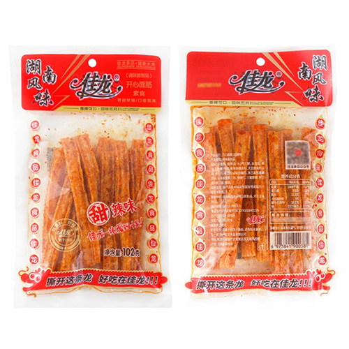 佳龙开心面筋素食（甜辣味）102克装 湖南风味辣条