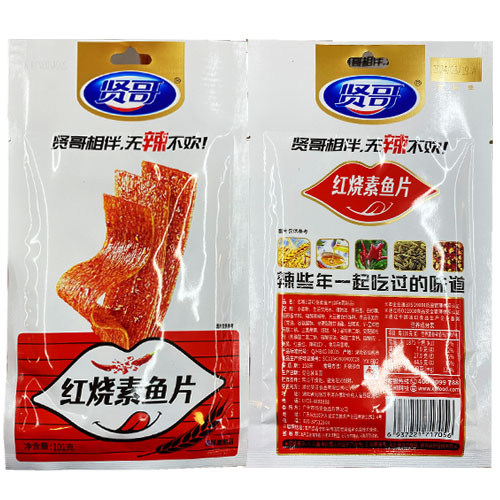 贤哥红烧素鱼片辣条101克装